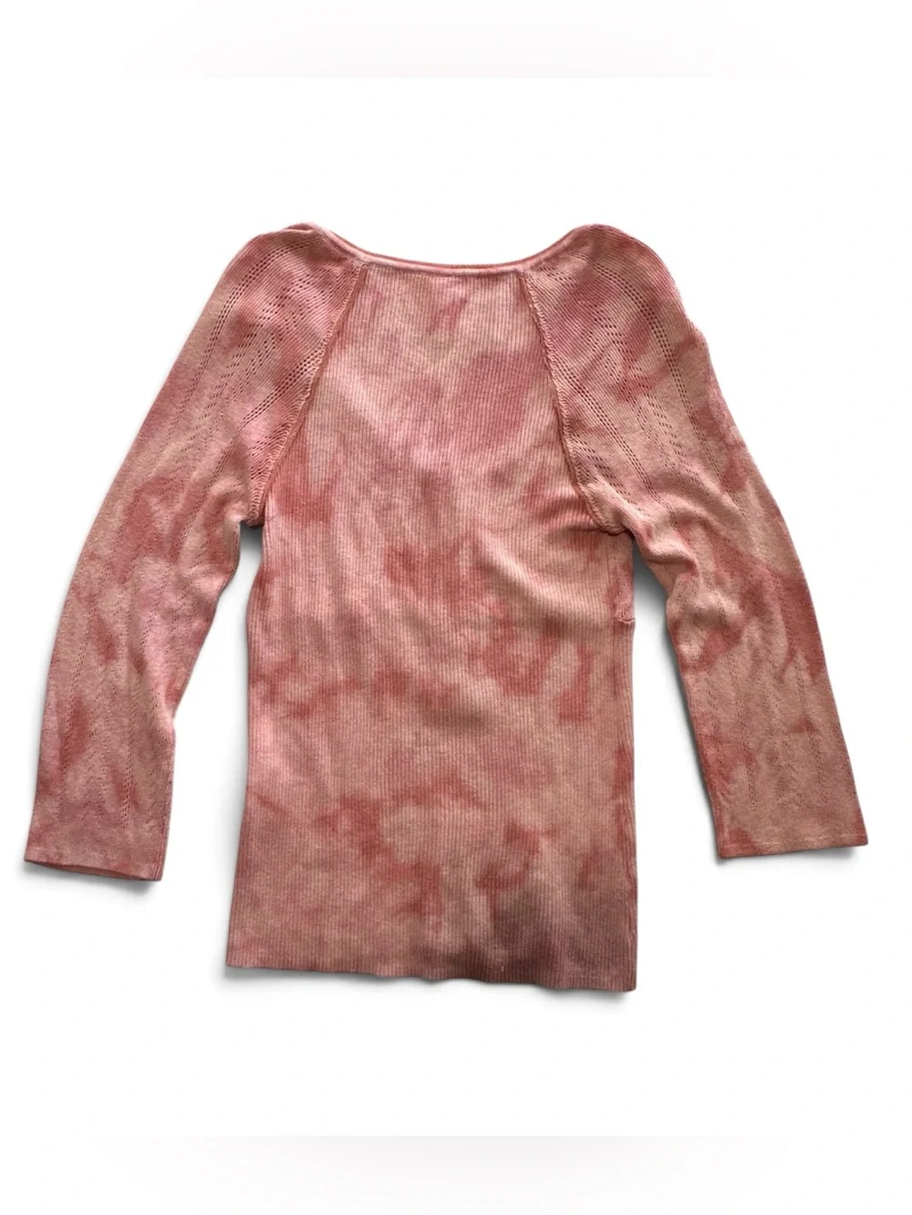 Free People Rory Henley Knit Top Pink Tie Dye Button Scoop Neck Boho